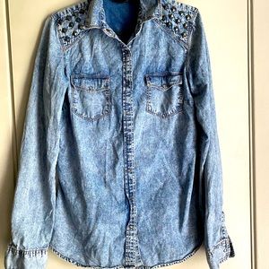 Distressed Chambray with Stud Accents